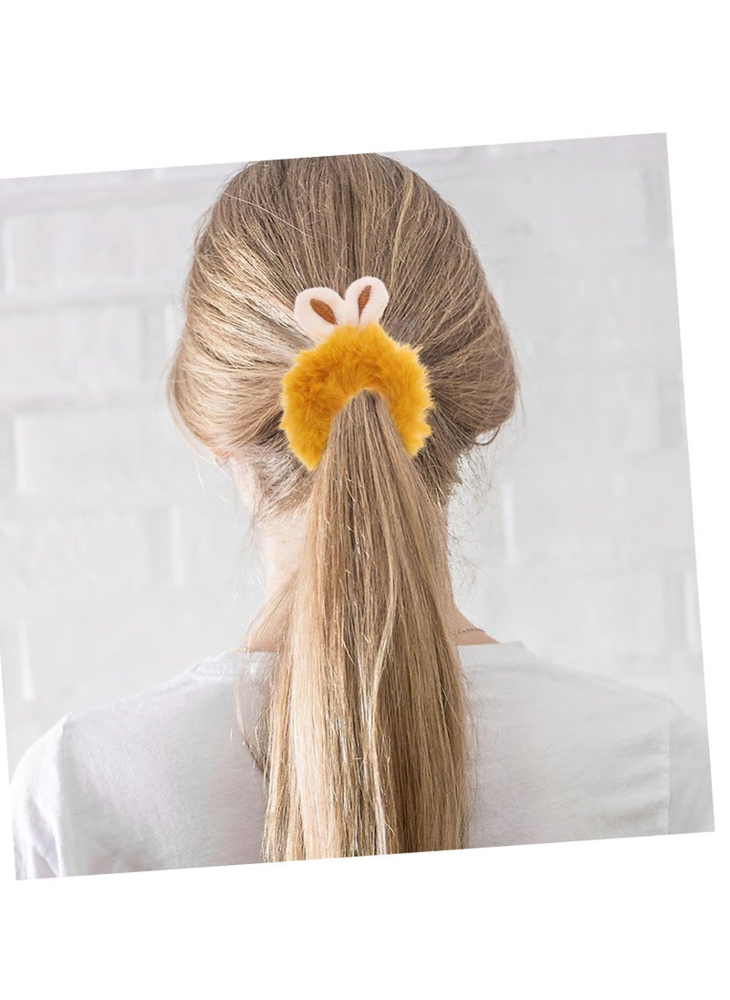 Excefore - Bunny Ear Scrunchie Hair Accessories, 10pcs Cute Rabbit Furry Hair Ties, Fluffy Fuzzy Tiara Hair Bands, Elastic Ponytail Holders with Pompom Balls for Women and Girls - Image 1