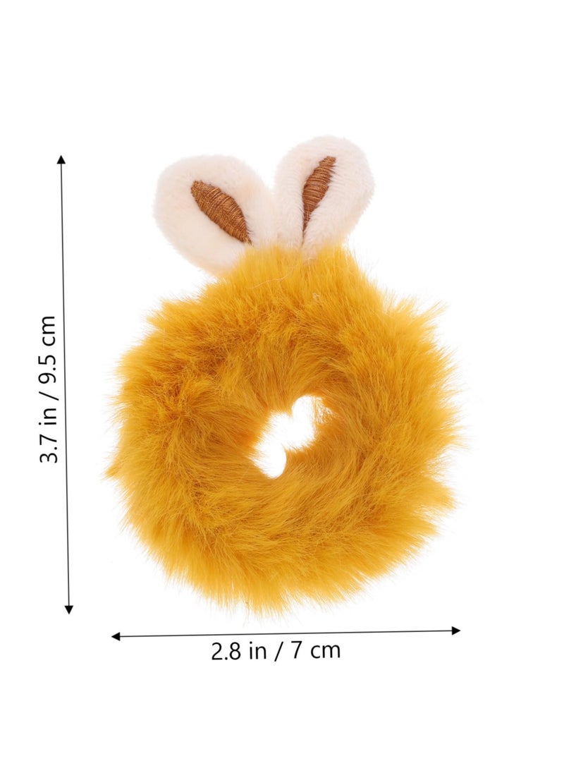 Excefore - Bunny Ear Scrunchie Hair Accessories, 10pcs Cute Rabbit Furry Hair Ties, Fluffy Fuzzy Tiara Hair Bands, Elastic Ponytail Holders with Pompom Balls for Women and Girls - Image 1