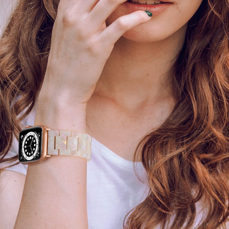 V-MORO Compatible with Resin Apple Watch Bands Series 11/10/9/8/7 46mm 45mm 44mm 42mm,Fashion Lightweight Resin Bracelet Wristband with Metal Buckle for iWatch Ultra 49mm Series 6/5/4/3/2/1/SE - Image 2