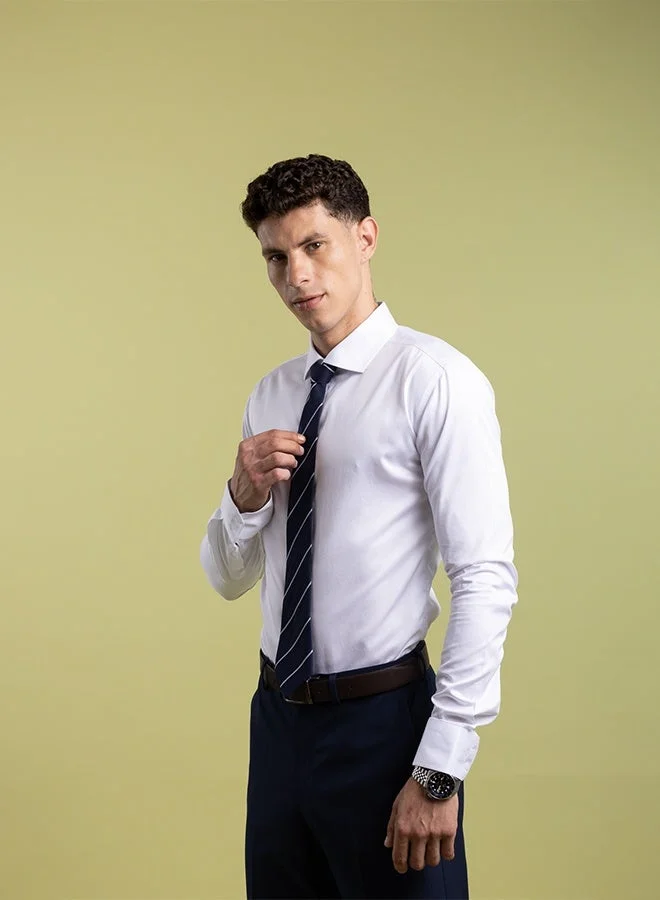 Mannerism The Non-Iron Essential White Dress Shirt with Semi Cut Away Collar & Easy Care Finish