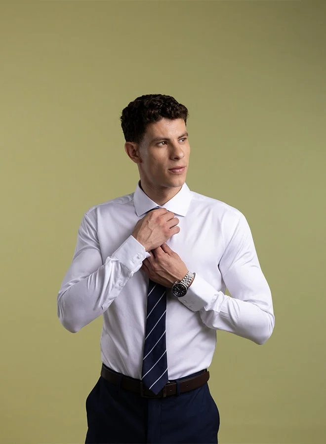 MANNERISM  The Non-Iron Essential White Dress Shirt with Semi Cut Away Collar & Easy Care Finish for Men | Best Price UAE