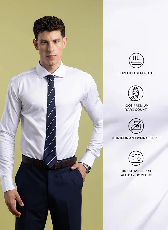 MANNERISM  The Non-Iron Essential White Dress Shirt with Semi Cut Away Collar & Easy Care Finish for Men | Best Price UAE