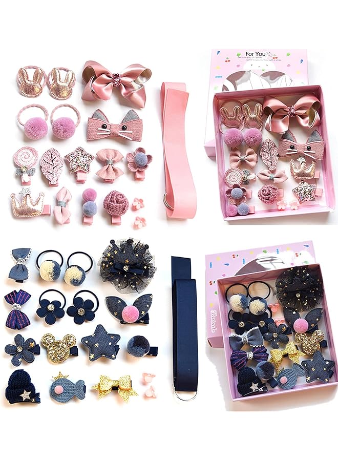 KASTWAVE Baby Girls Hair Accessory Set With Gift Box 36 Pack Baby Girls Hair Clips Hair Bows Elastic Hair Bobbles Hair Accessories Ponytail Holder Various Color Hair Clips For Kids Girls - Image 1
