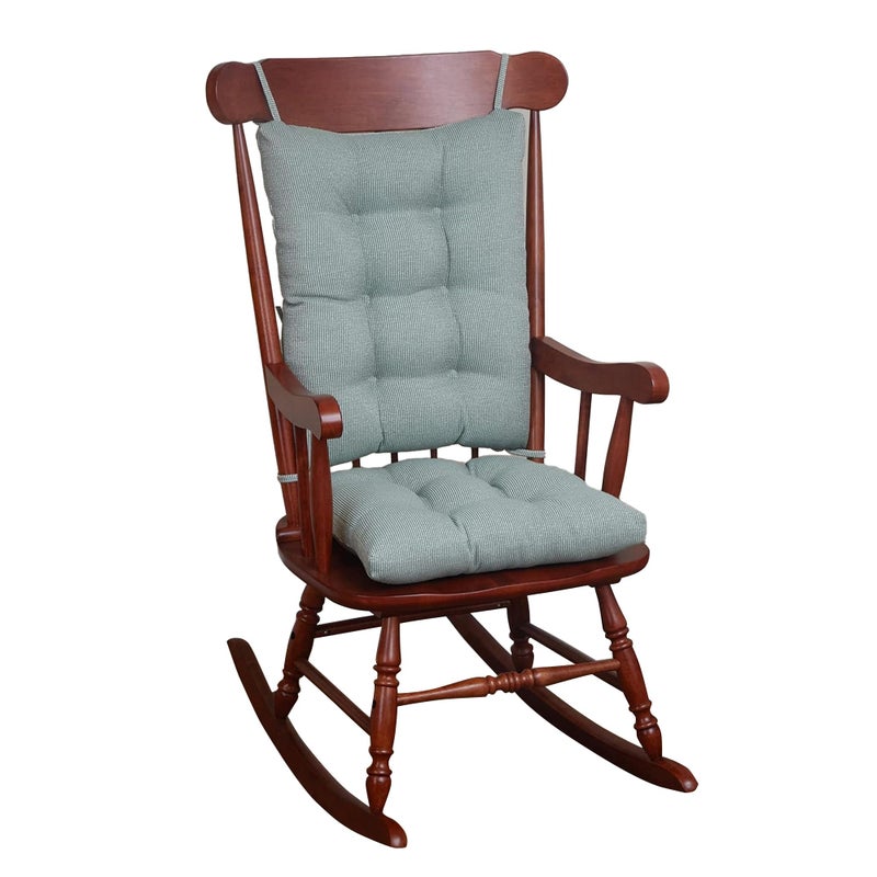 Klear Vu Omega NonSlip Rocking Chair Cushion Set with Thick Padding and Tufted Design Includes Seat Pad Back Pillow with Ties for Living Room Rocker 17x17 Inches 2 Piece Set Celadon