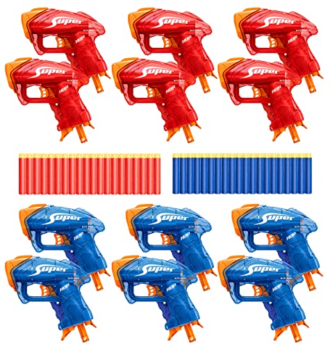 Pandahero 12 Small Gun Set for Nerf Party Supplies and Favors for Boys Birthday Bulk Nerf War Party Pack Bundle Equipped with 12 Mini Pistol Blaster and 40 Foam Darts  for Kids Teens Adults - Image 1