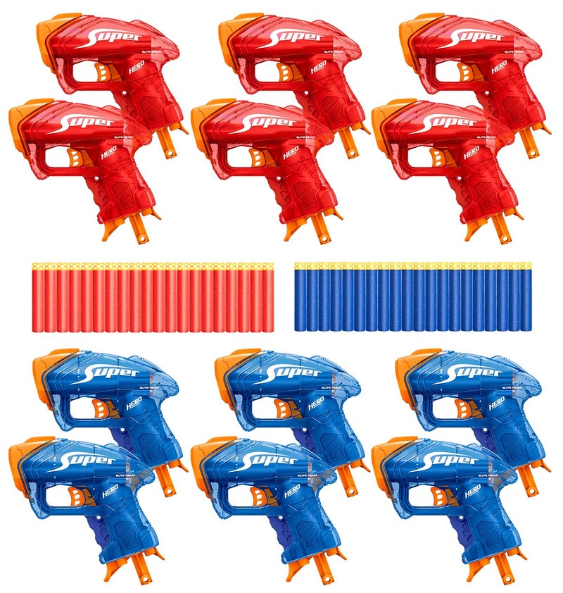 Pandahero 12 Small Gun Set for Nerf Party Supplies and Favors for Boys Birthday Bulk Nerf War Party Pack Bundle Equipped with 12 Mini Pistol Blaster and 40 Foam Darts  for Kids Teens Adults - Image 2