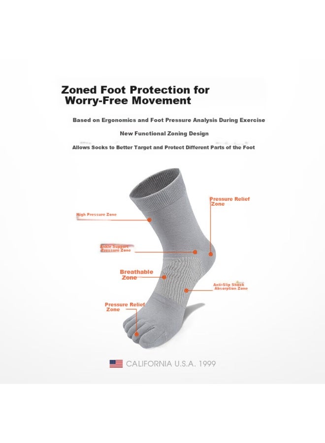 Tfo 7th Generation Outdoor Five-toe Socks Comfortable Breathable Sports Toe Separation Socks 2902563 Men's Dark Gray - Image 2
