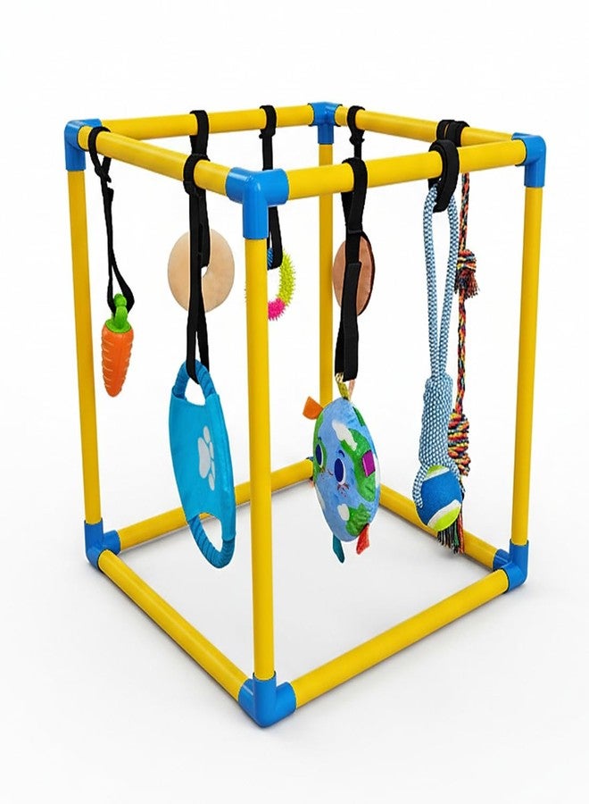 HiNADA Puppy Play Gym with 8 Hanging Toys, Small Dogs Indoor Jungle Gym with Squeaky Toys, PVC Frame with Bungee Straps Enrichment Activity Center(Suitable for Dogs Up to 25 lbs) - Image 1