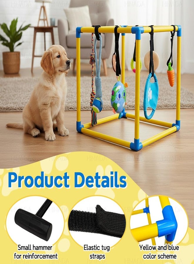 HiNADA Puppy Play Gym with 8 Hanging Toys, Small Dogs Indoor Jungle Gym with Squeaky Toys, PVC Frame with Bungee Straps Enrichment Activity Center(Suitable for Dogs Up to 25 lbs) - Image 4