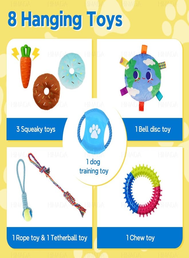 HiNADA Puppy Play Gym with 8 Hanging Toys, Small Dogs Indoor Jungle Gym with Squeaky Toys, PVC Frame with Bungee Straps Enrichment Activity Center(Suitable for Dogs Up to 25 lbs) - Image 3