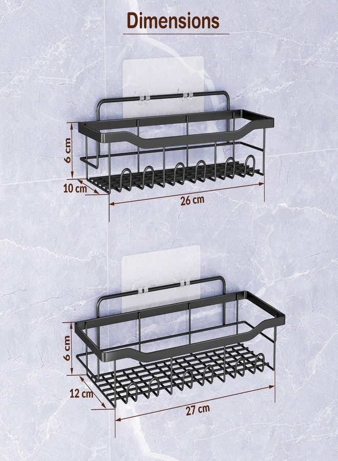 RUBOXA Self Adhesive Bathroom Shelf/GI Steel Multipurpose Shelf for Wall/Shelf Organizer for Kitchen/Bathroom Accessories - Pack of 2 (Black) - Image 3