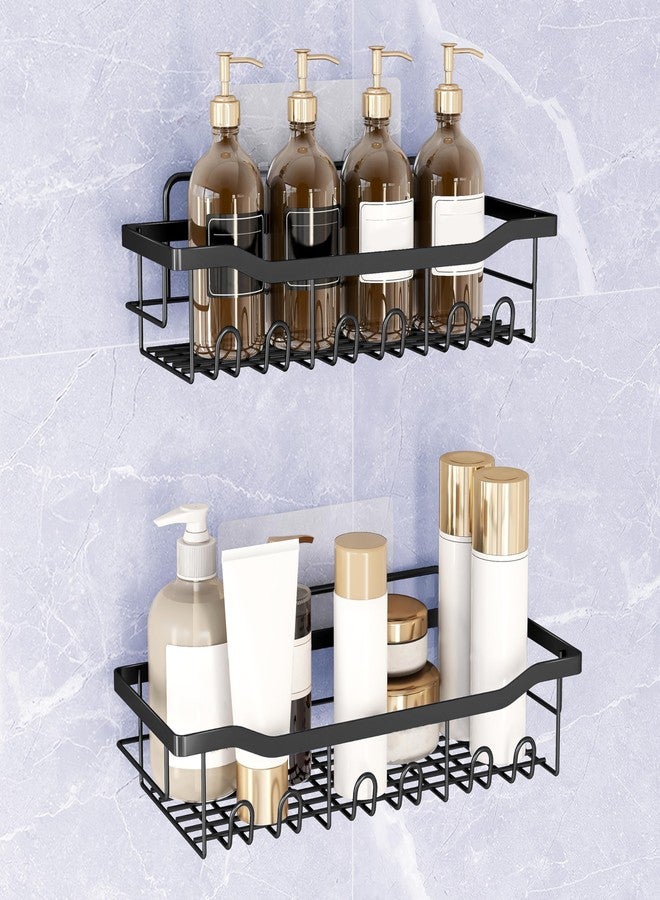 RUBOXA Self Adhesive Bathroom Shelf/GI Steel Multipurpose Shelf for Wall/Shelf Organizer for Kitchen/Bathroom Accessories - Pack of 2 (Black) - Image 1