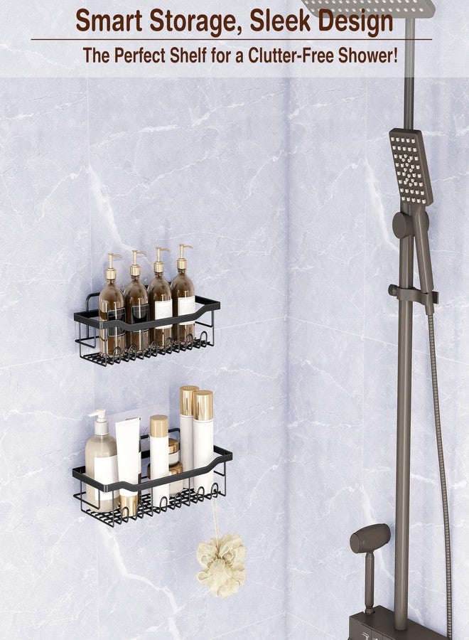 RUBOXA Self Adhesive Bathroom Shelf/GI Steel Multipurpose Shelf for Wall/Shelf Organizer for Kitchen/Bathroom Accessories - Pack of 2 (Black) - Image 2