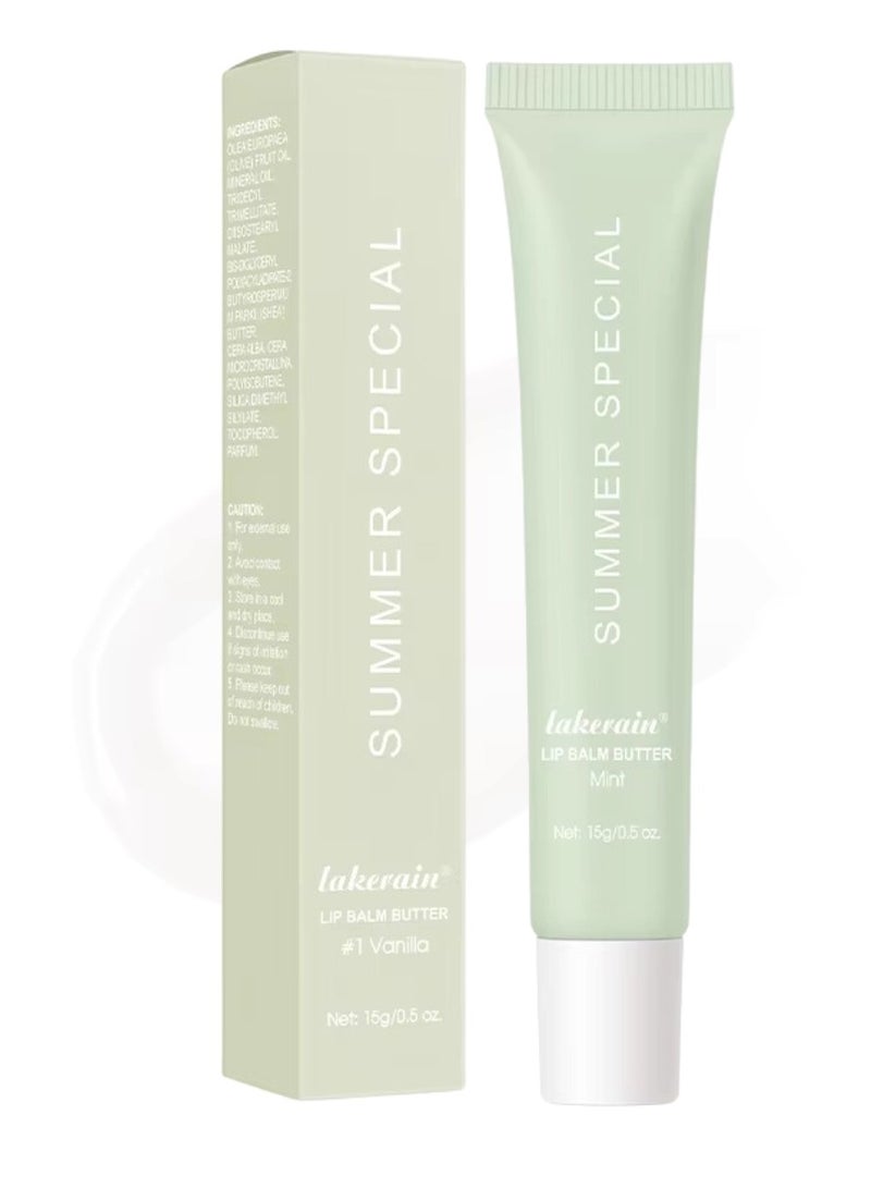 lakerain Summer Special Lip Butter Balm Non Greasy Soothes Dry Lip Care Oil Moisturizing Lightweight Summer Lip Balm for Dark and Dry Lips Hydrating and Nourishing Lip Gloss 15g Mint 02 - Image 1