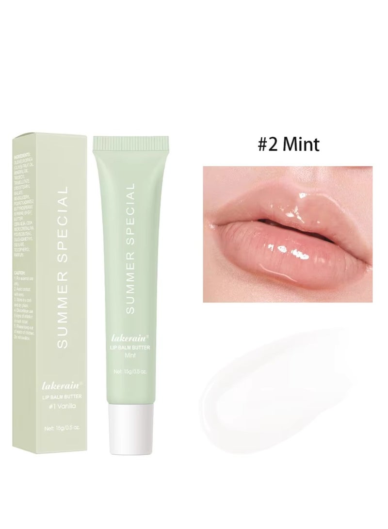 lakerain Summer Special Lip Butter Balm Non Greasy Soothes Dry Lip Care Oil Moisturizing Lightweight Summer Lip Balm for Dark and Dry Lips Hydrating and Nourishing Lip Gloss 15g Mint 02 - Image 2
