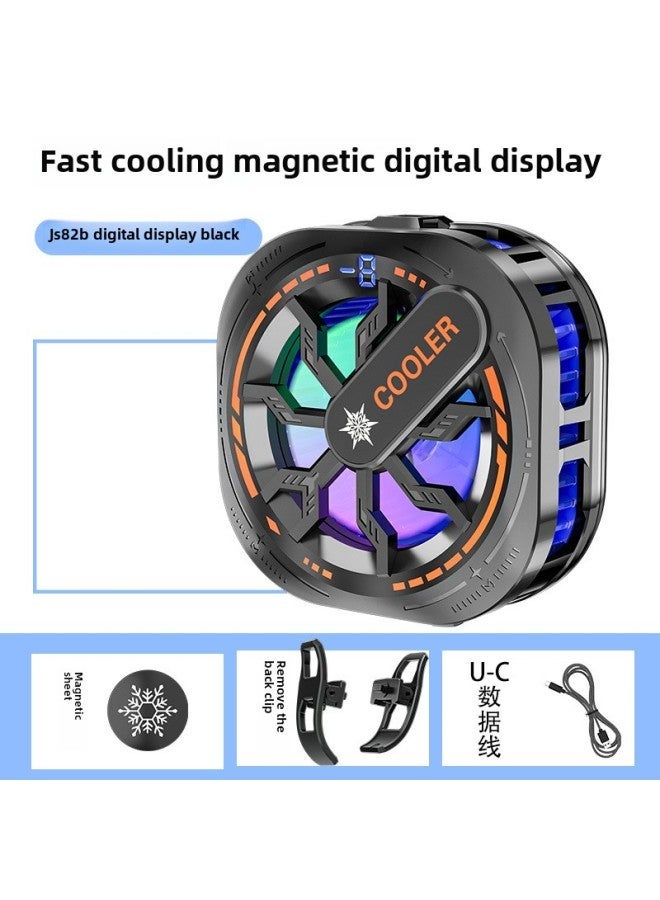 Mobile Phone Radiator Semiconductor Icing Rechargeable Digital Display Mute Magnetic Wireless Charging And Cooling Artifact-Color:Js82b With Display┃Black┃Belt Clip - Image 1