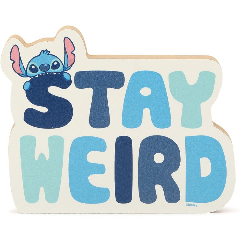 Open Road Brands Disney Lilo and Stitch Shelf Sitter Decor  Stay Weird Chunky Wood Block Cutout for Kids Bedroom Play Room or Office 