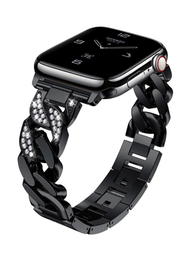 Voberry Cowboy Chain Metal Crystal Replacement Band For Apple Watch Series 4 40mm Black/White - Image 4