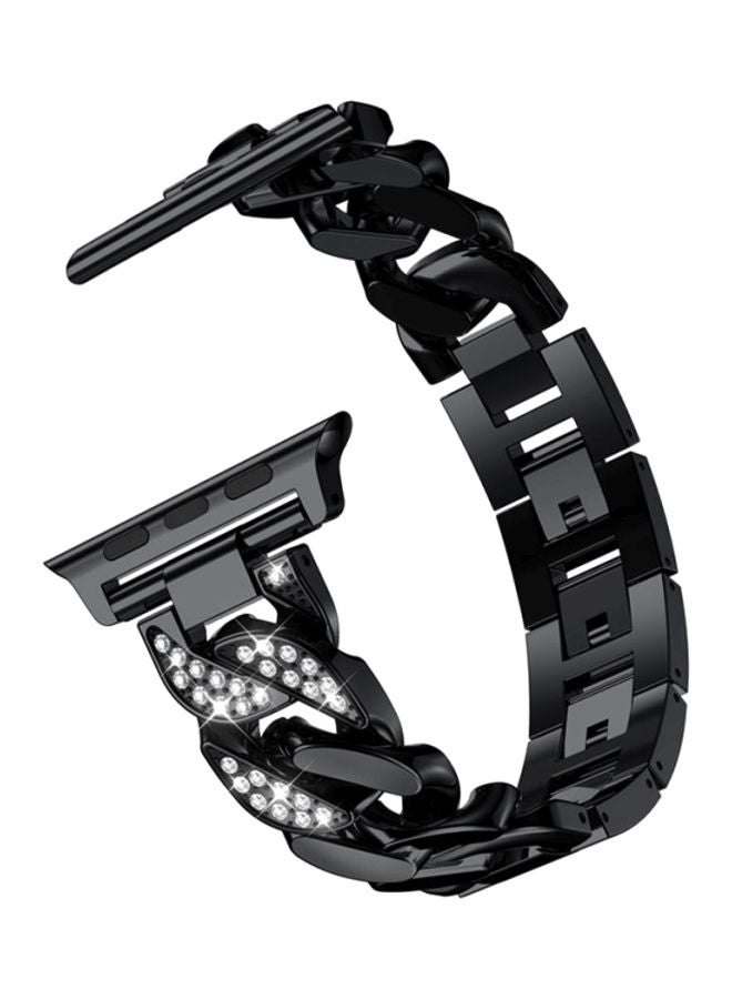 Voberry Cowboy Chain Metal Crystal Replacement Band For Apple Watch Series 4 40mm Black/White - Image 2