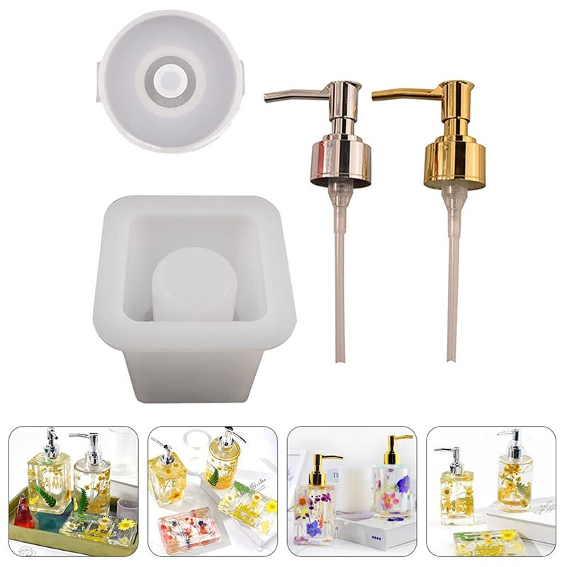 ARTOOL Silicone Square Soap Dispenser Resin Art Mould Creative DIY Multipurpose Liquid Soap Dispenser Bottle Making Tool Epoxy Resin Art Mould 97x10 cm Set of 1 B162 - Image 2