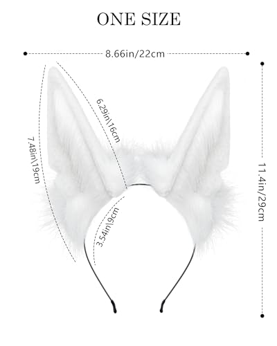 BNLIDES Handmade Fur Wolf Ears Headwear Women Men Cosplay Costume Party Cute Head Accessories for Halloween (White) - Image 3