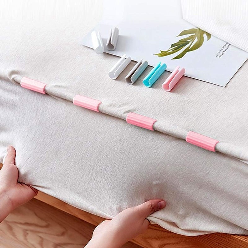 bed sheet grippers fasteners bed sheet clips keep sheets, 10 pieces - (Multi Color)