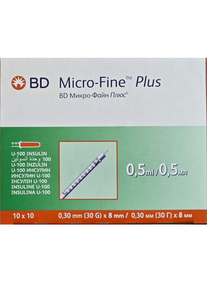 BD Micro-Fine Plus Insulin Pen Needle 0.5ml30GX8MM 100s - Image 2