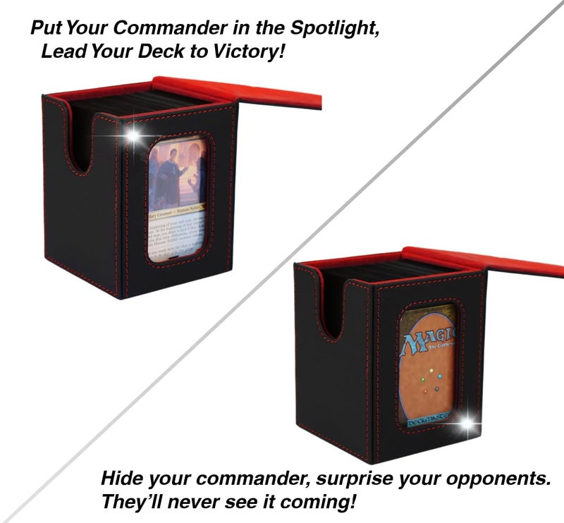 Venssu Mtg Deck Box For Commander Display Card Deck Box Fits 100 Double Sleeved Cards  Tcg Card Storage Box (White And Green  1 Window) - Image 2