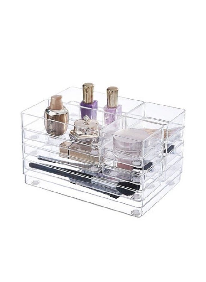 MIXDE - 7 Pcs Thick Anti-Slip Clear Durable Plastic Drawer Organizer and Tray Divider Bin Set - Image 1