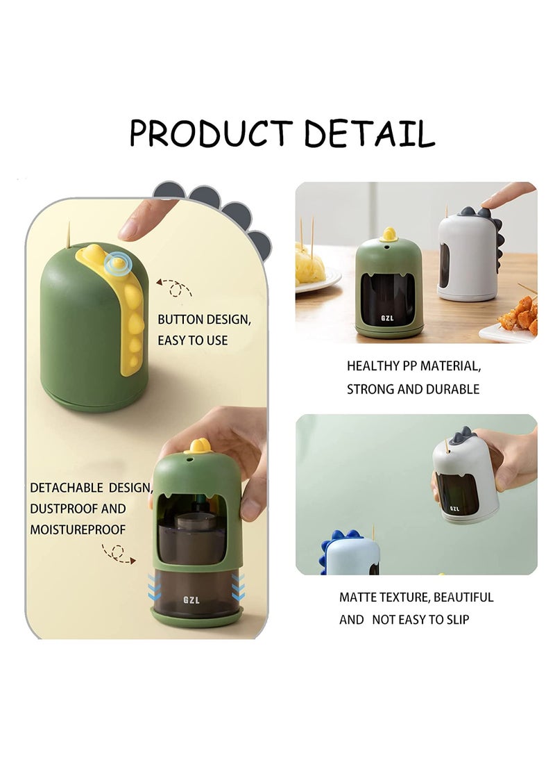 SYOSI Toothpick Holder-Toothpick Dispenser Automatic Toothpick Dispenser Cute Dinosaur Design Funny Toothpick Holder Dispenser For Teething Cleaning Portable Toothpick Holder (Grey) - Image 4