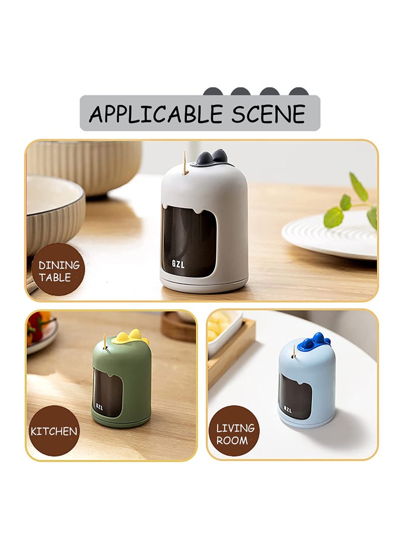 SYOSI Toothpick Holder-Toothpick Dispenser Automatic Toothpick Dispenser Cute Dinosaur Design Funny Toothpick Holder Dispenser For Teething Cleaning Portable Toothpick Holder (Grey) - Image 3