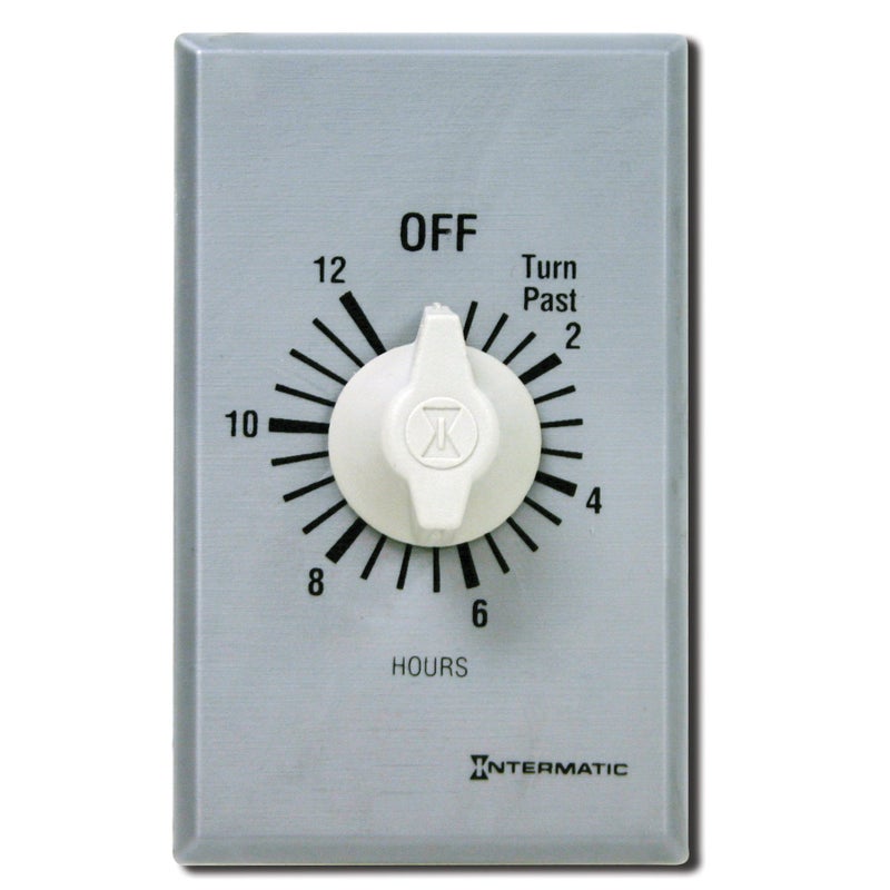 Intermatic Intermatic FF312H 12-Hour Spring Loaded Wall Timer No Hold - Energy-Saving Universal Compatibility - Automatic Timer with Easy Installation, Brushed Metal Finish  - Image 1