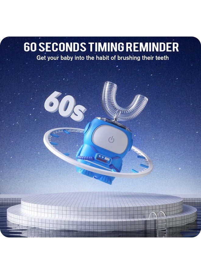 RexCodar Ultrasonic Kid's U-Shaped Electric Toothbrush, IPX7 Waterproof, Five Cleaning Modes, 60S Smart Reminder (Blue Ages 6-12) - Image 5