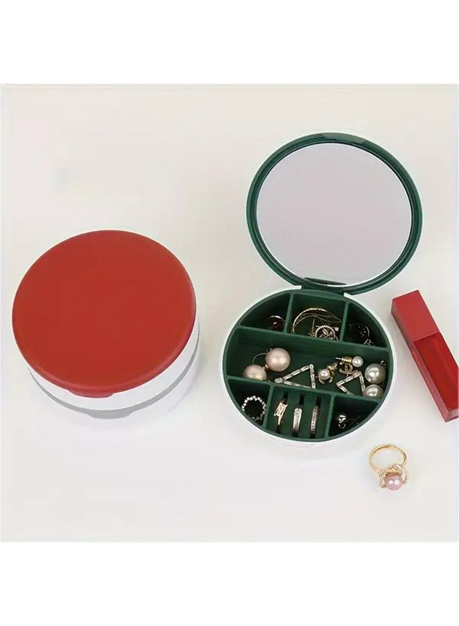 Dark Green Travel Jewelry Box With Mirror Portable Organizer For Earrings Necklace Ring - Image 4