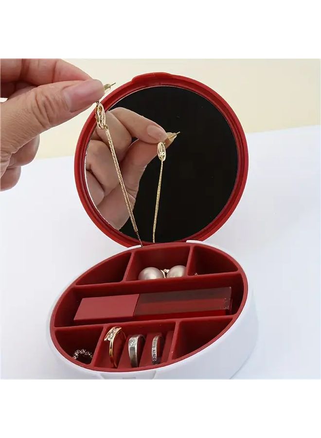 Dark Green Travel Jewelry Box With Mirror Portable Organizer For Earrings Necklace Ring - Image 1