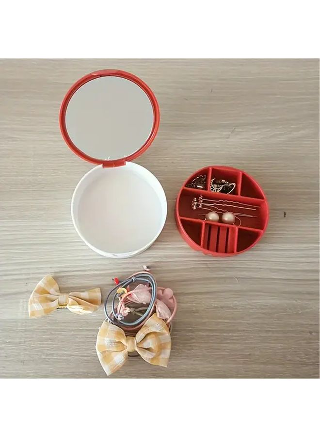 Dark Green Travel Jewelry Box With Mirror Portable Organizer For Earrings Necklace Ring - Image 5