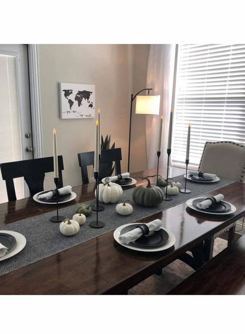 Set of 3 Elegant Matte Black Candle Holders for Taper & LED Candles - Perfect for Weddings, Dining, and Parties - Stylish Metal Candle Stands - Image 2