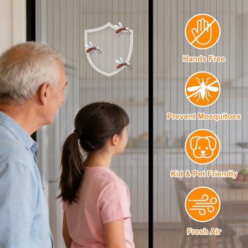 FrutPunch Door Screen Magnetic Closure, Magnetic Screen Door Keeps Bugs Out Let Breeze in, Heavy Duty, Pets Friendly, 83"*39" Screen Door Mesh for Sliding Door, Front - Image 4