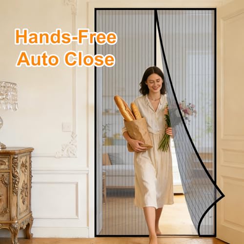 FrutPunch Door Screen Magnetic Closure, Magnetic Screen Door Keeps Bugs Out Let Breeze in, Heavy Duty, Pets Friendly, 83"*39" Screen Door Mesh for Sliding Door, Front - Image 5