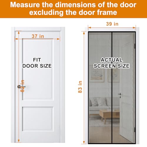 FrutPunch Door Screen Magnetic Closure, Magnetic Screen Door Keeps Bugs Out Let Breeze in, Heavy Duty, Pets Friendly, 83"*39" Screen Door Mesh for Sliding Door, Front - Image 2