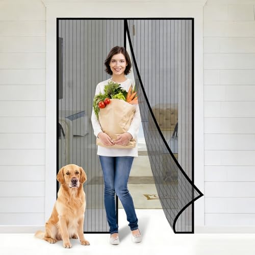 FrutPunch Door Screen Magnetic Closure, Magnetic Screen Door Keeps Bugs Out Let Breeze in, Heavy Duty, Pets Friendly, 83"*39" Screen Door Mesh for Sliding Door, Front - Image 1