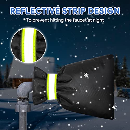 DELUX Outdoor Faucet Covers for Winter Freeze Protection Hose Bib Covers for Winter 4 Pack Outside Water Faucet Spigot Covers Winter Insulated 905 H X 689 W Reusable Waterproof Faucet Sock - Image 3