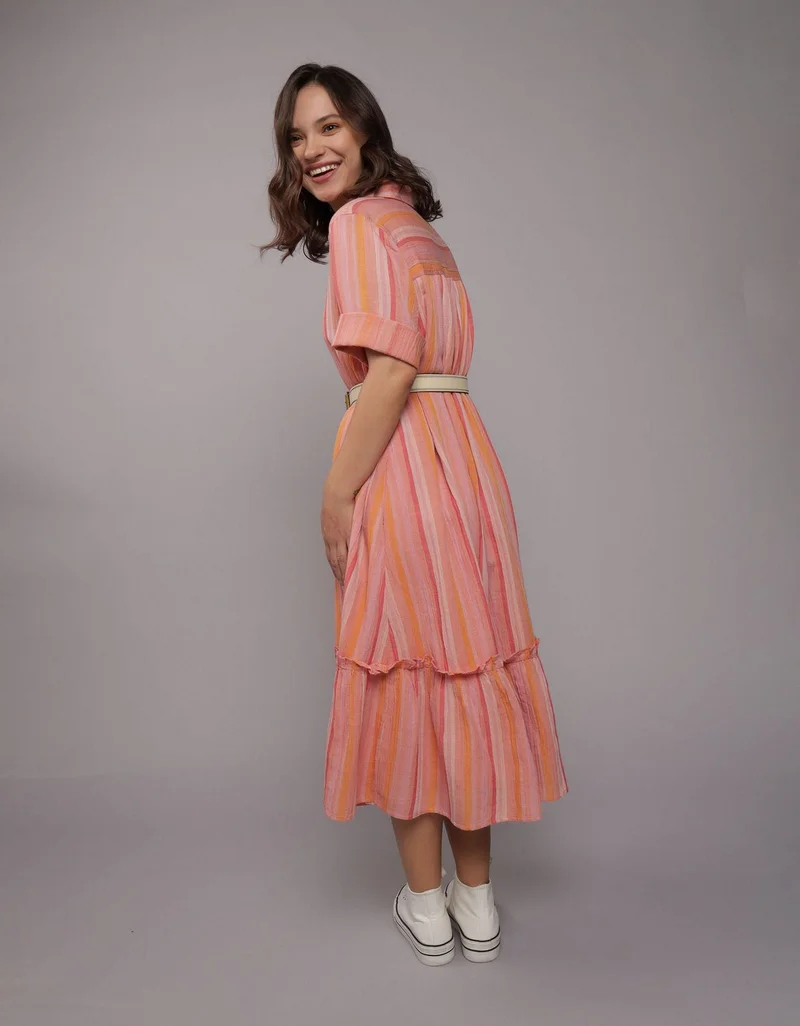 امريكان ايجل فستان ميدي بتصميم قميص مع تفاصيل مكشكشة