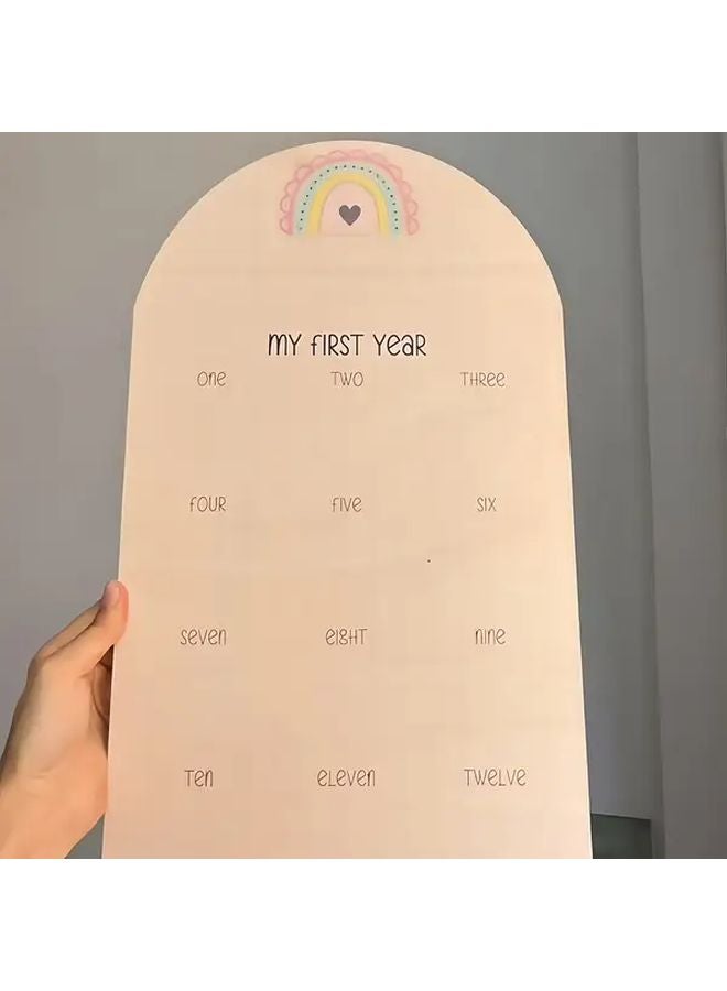 لوحة صور عيد الميلاد الأول الوردي الاسم سنة صورة عرض ديكور باستيل - Image 1