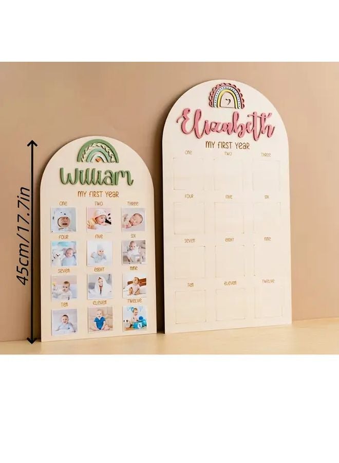 لوحة صور عيد الميلاد الأول الوردي الاسم سنة صورة عرض ديكور باستيل - Image 4