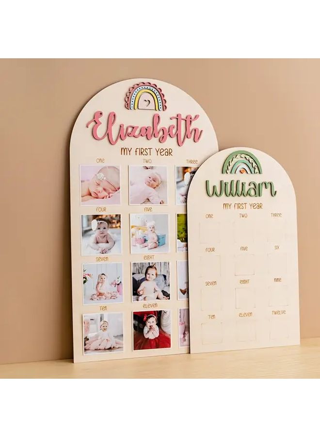 لوحة صور عيد الميلاد الأول الوردي الاسم سنة صورة عرض ديكور باستيل - Image 2