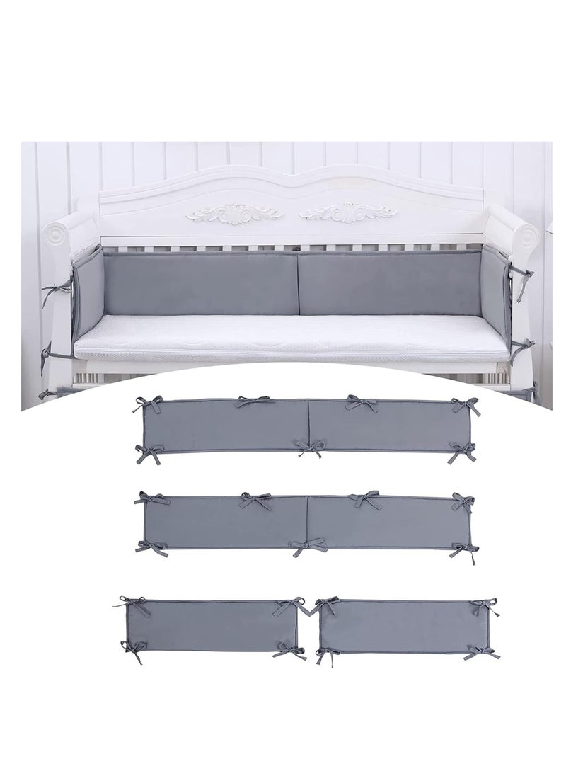 KASTWAVE - 4Pcs Breathable Crib Bumper, Bed Guard for Toddlers, Breathable Mesh Cot Liner, Split Crib Protective Bumper, Portable Bed Rail with Handle, Anti-Collision Cotton Crib Liner, Soft Edge Protection - Image 1