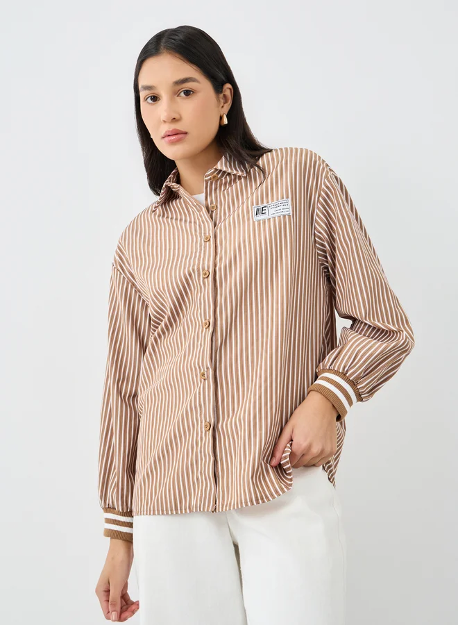 Styli Styli Striped Cuffed Long Sleeve Buttoned Shirt