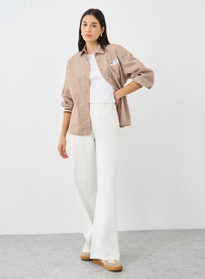ستايلي Styli Striped Cuffed Long Sleeve Buttoned Shirt
