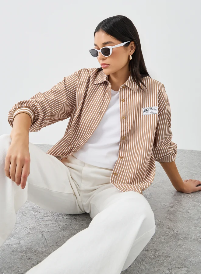 ستايلي Styli Striped Cuffed Long Sleeve Buttoned Shirt